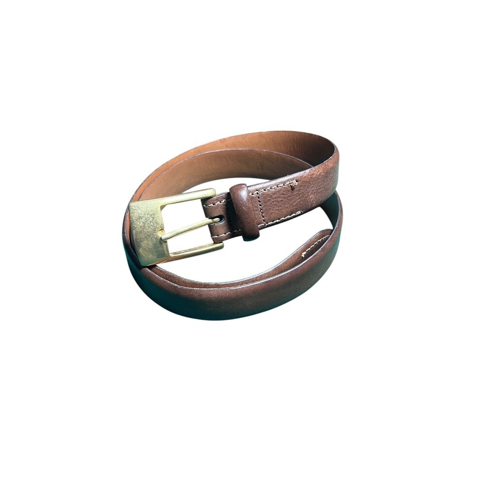 Bosca Italian Leather Brown Brass Buckle Belt Mens Size 36